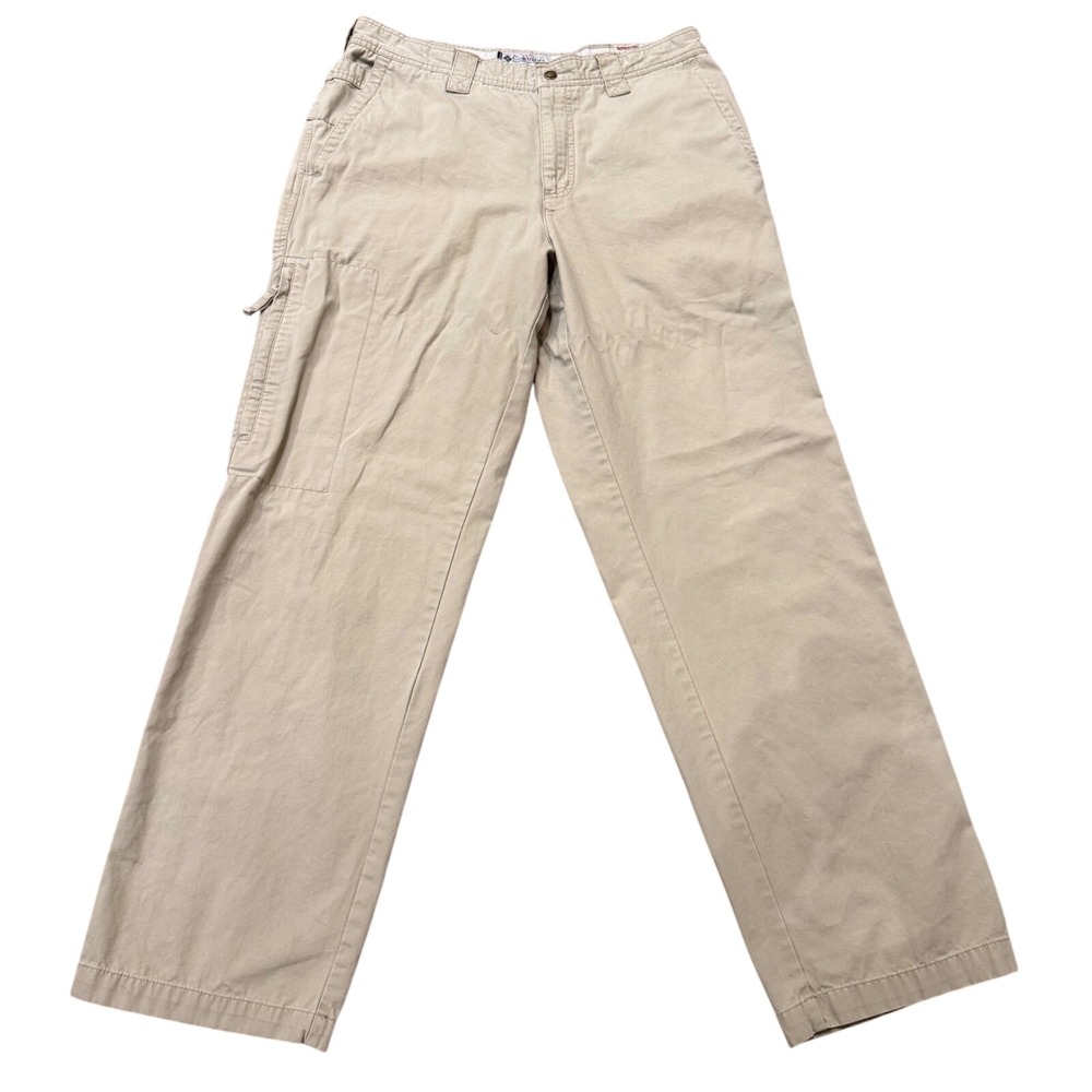 Columbia Sportswear Men 34x32 Tan Cotton Canvas Utility Cargo Pants Outdoor Hike